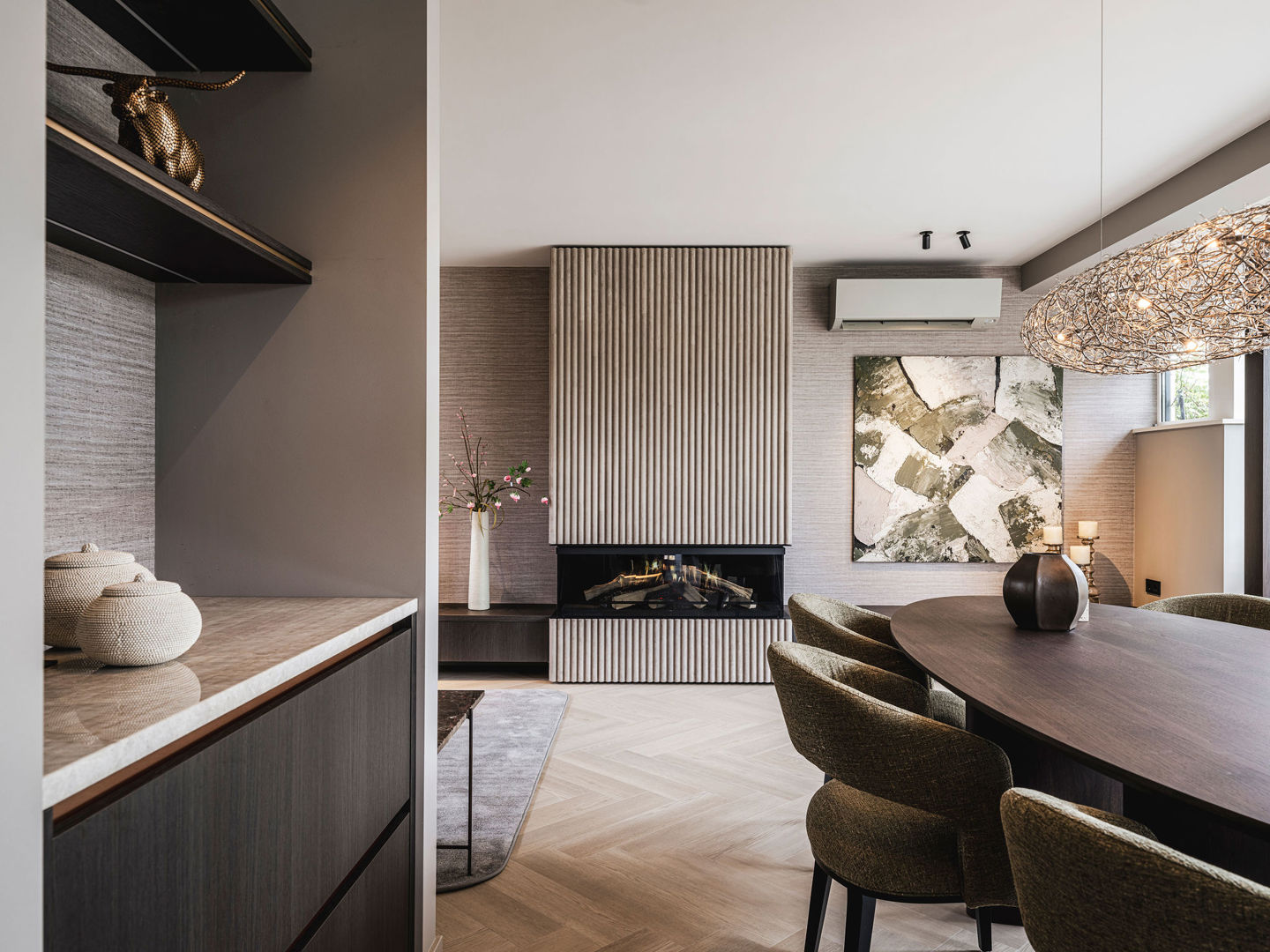 Luxe Woonkamer Binnenhuisarchitect Met Haard