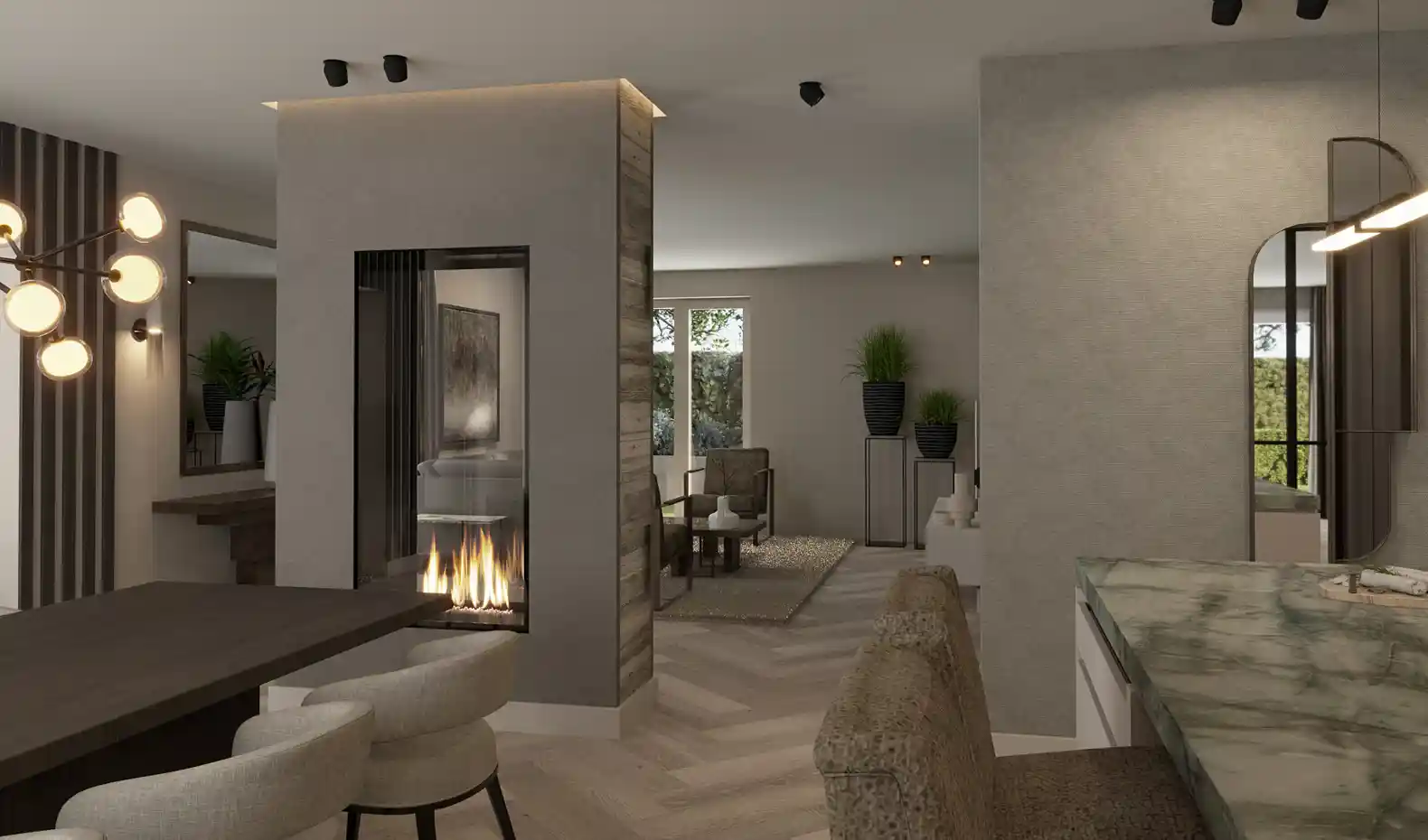 Luxe Interieur Met Elektrische Haard