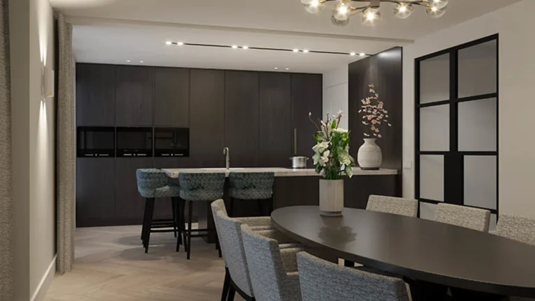The bespoke kitchen in Haarzicht, in a warm oak tone.